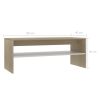 Coffee Table White and Sonoma Oak 100x40x40 cm Chipboard