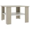 Coffee Table White and Sonoma Oak 60x60x42 cm Chipboard