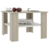 Coffee Table White and Sonoma Oak 60x60x42 cm Chipboard
