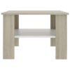 Coffee Table White and Sonoma Oak 60x60x42 cm Chipboard