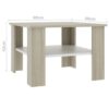 Coffee Table White and Sonoma Oak 60x60x42 cm Chipboard