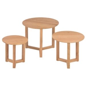 Coffee Tables Nest Of 3 pcs Solid Oak Wood