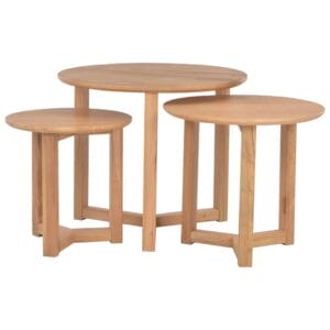 Coffee Tables Nest Of 3 pcs Solid Oak Wood