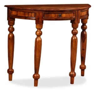 Console Table Solid Sheesham Wood 90x40x76 cm Half Round