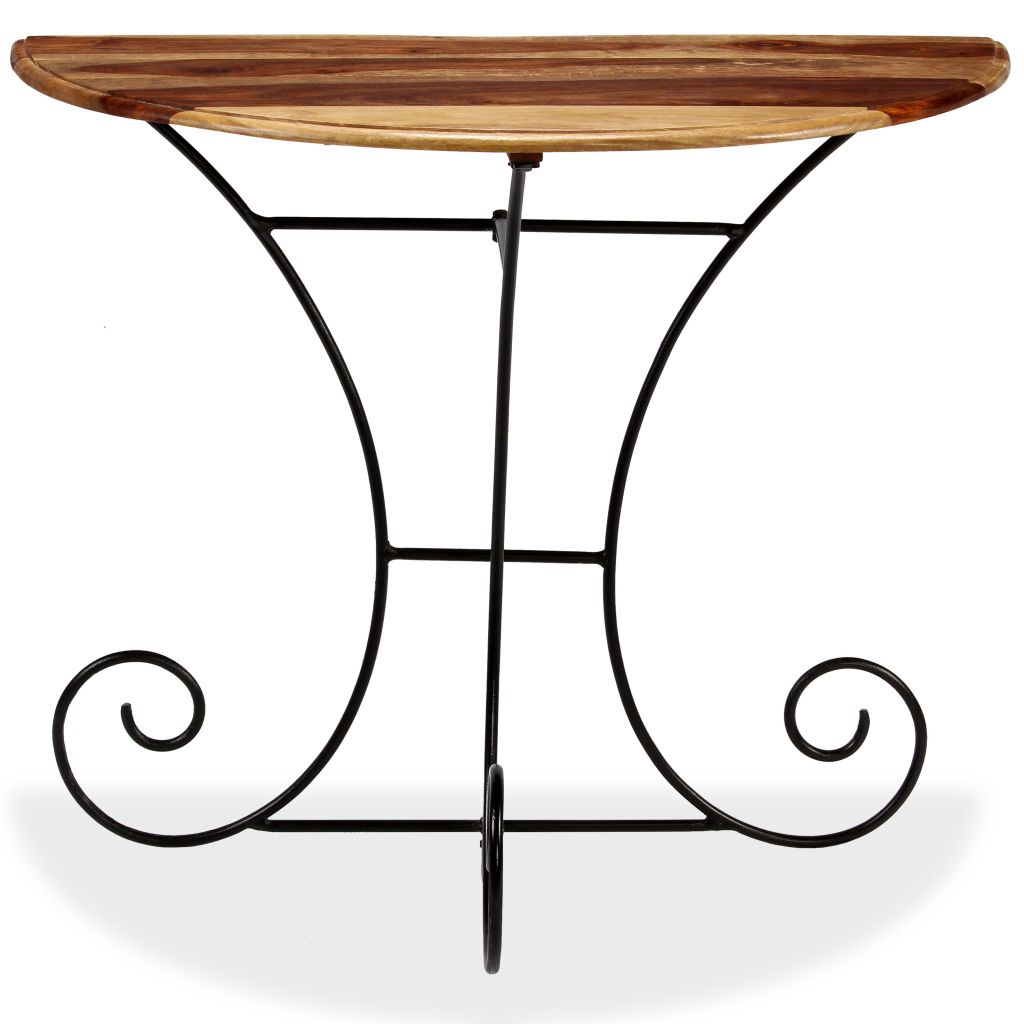 Console Table Solid Sheesham Wood Half Round 90x45x75 cm