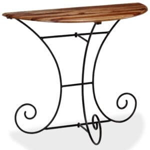 Console Table Solid Sheesham Wood Half Round 90x45x75 cm
