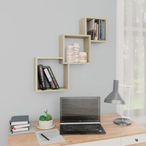 Cube Wall Shelves Sonoma Oak 84.5x15x27 cm Chipboard
