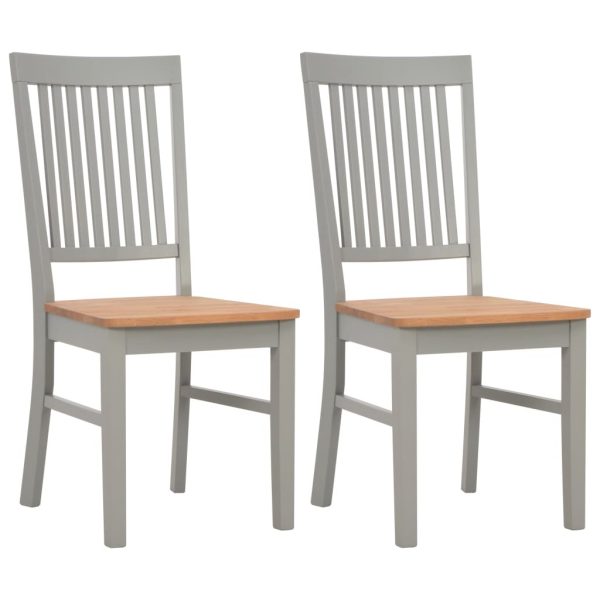 Dining Chairs 2 pcs Grey 44x59x95 cm Solid Oak Wood