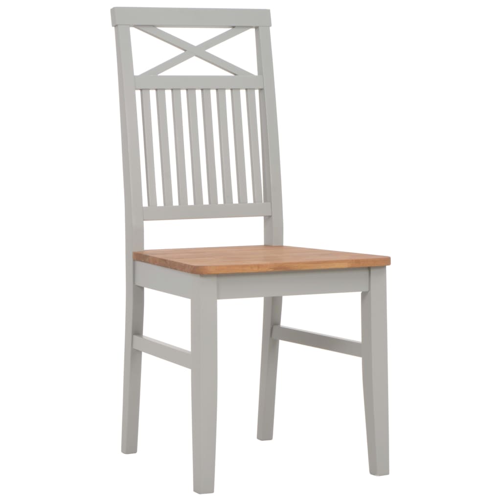 Dining Chairs 2 pcs Grey 44x59x96 cm Solid Oak Wood