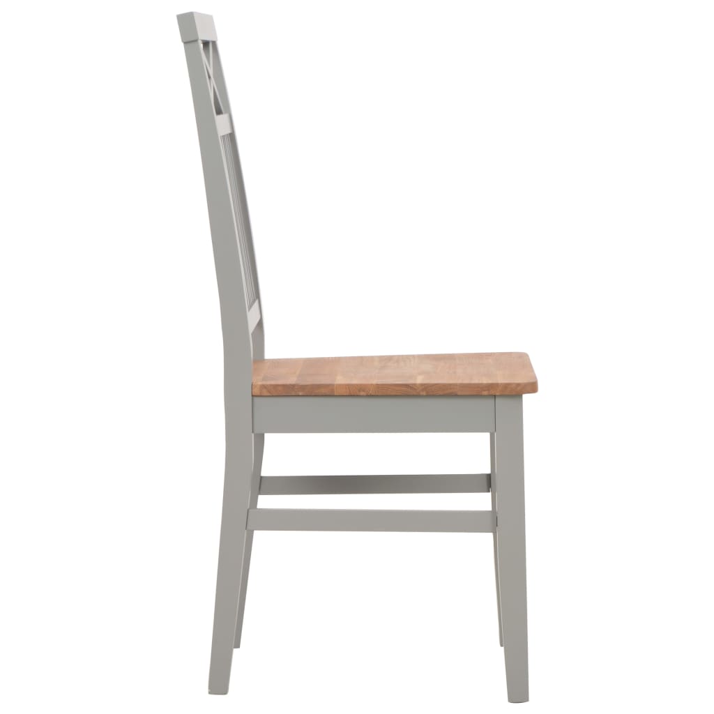 Dining Chairs 2 pcs Grey 44x59x96 cm Solid Oak Wood