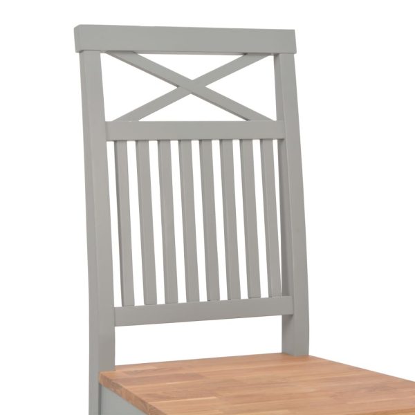 Dining Chairs 2 Pcs Grey 44X59X96 Cm Solid Oak Wood