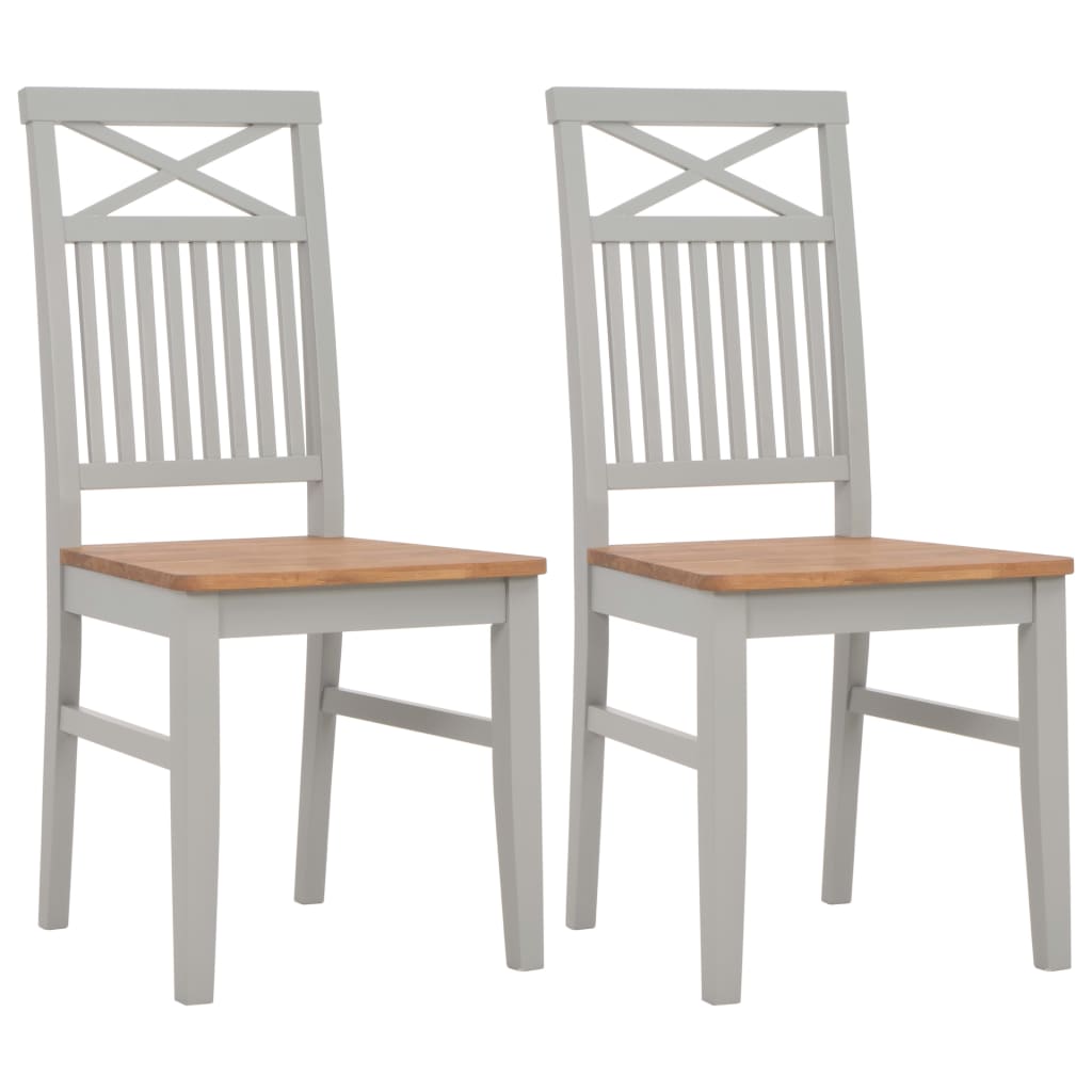 Dining Chairs 2 pcs Grey 44x59x96 cm Solid Oak Wood