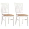 Set of 2 Colonial White Painted Dining Chairs with Oak Wood Seat 44x59x95cm