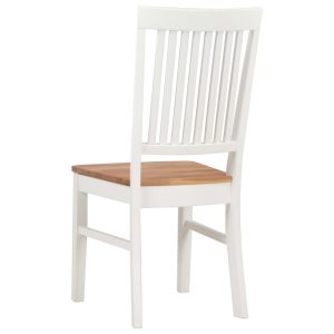 Dining Chairs 2 Pcs White 44X59X95 Cm Solid Oak Wood