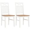 Set of 2 Colonial White Painted Dining Chairs Solid Oak Wood Seat 44x59x96cm