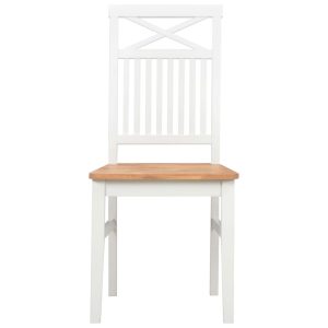 Dining Chairs 2 Pcs White 44X59X96 Cm Solid Oak Wood