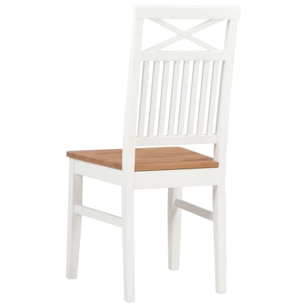 Set of 2 Colonial White Painted Dining Chairs Solid Oak Wood Seat 44x59x96cm
