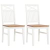 Set of 2 Colonial White Painted Dining Chairs Solid Oak Wood Seat 44x59x96cm