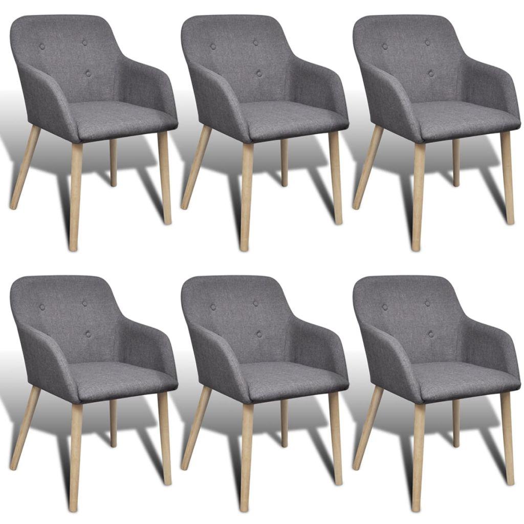Dining Chairs 6 pcs with Oak Frame Fabric