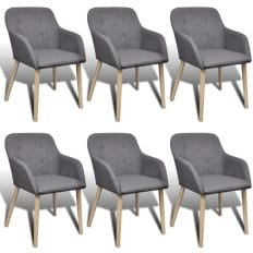 Dining Chairs 6 pcs with Oak Frame Fabric