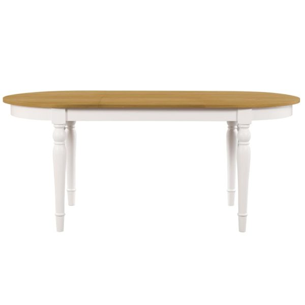 180cm Colonial Painted White Oval Dining Table Oak Veneer Top