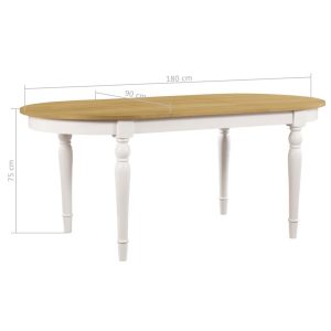 Dining Table Oval 180x90x75 cm Solid Oak Wood