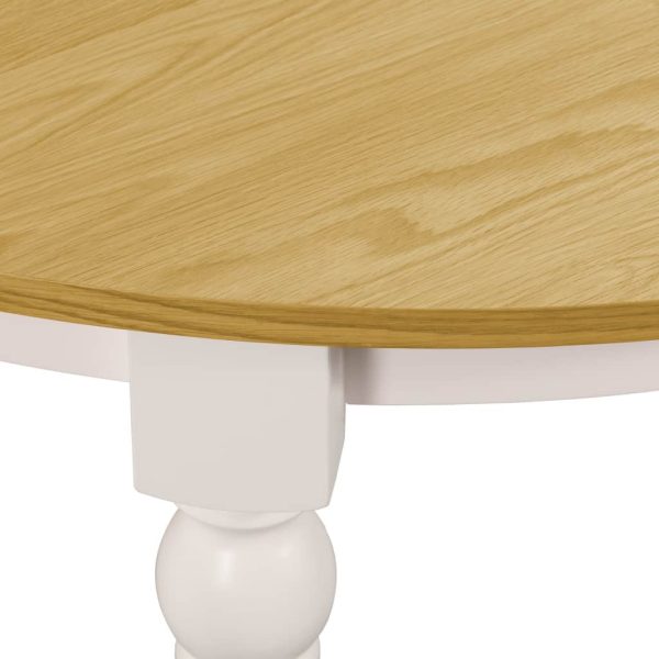 120cm Colonial Painted White Round Dining Table Oak Veneer Top