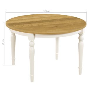 Dining Table Round 120X75 Cm Solid Oak Wood