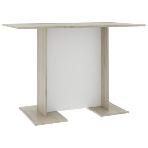 Dining Table White and Sonoma Oak 110x60x75 cm Chipboard