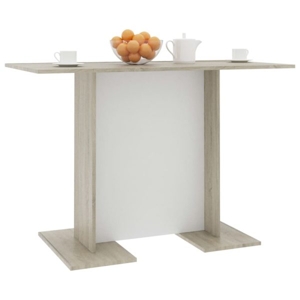 Dining Table White And Sonoma Oak 110X60X75 Cm Chipboard