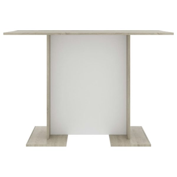 Dining Table White And Sonoma Oak 110X60X75 Cm Chipboard