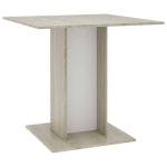 Dining Table White and Sonoma Oak 80x80x75 cm Chipboard 2