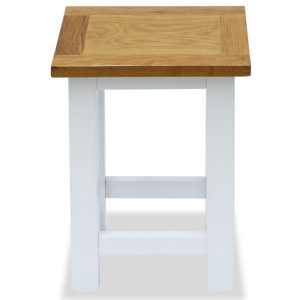 Colonial Painted White End Table Solid Oak Wood Top 27x24x37cm