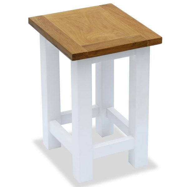 Colonial Painted White End Table Solid Oak Wood Top 27x24x37cm