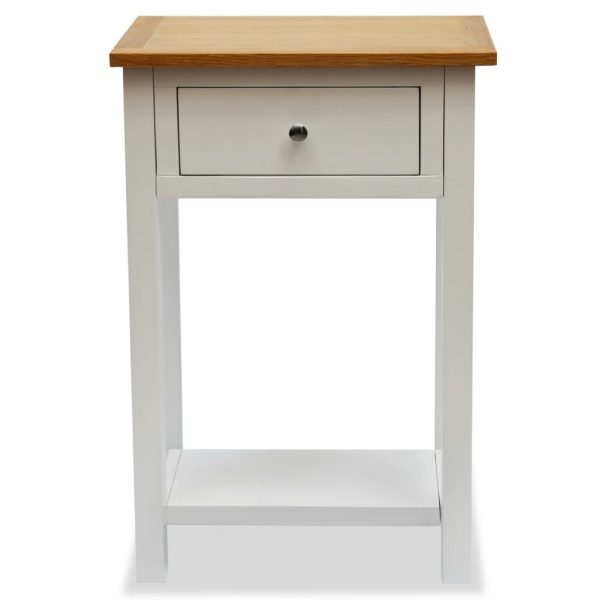 Colonial Painted White 1 Drawer Lamp Table Solid Oak Wood Top