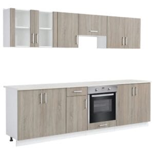 Kitchen Cabinet Unit with Built-in Oven 8 Functions Oak Look