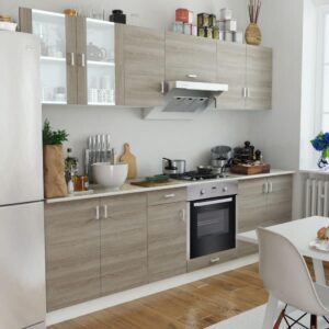 Kitchen Cabinet Unit with Built-in Oven 8 Functions Oak Look