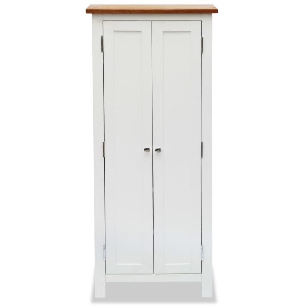 Colonial Painted White Media Storage Cabinet Solid Oak Wood Top