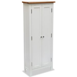 Colonial Painted White Media Storage Cabinet Solid Oak Wood Top