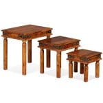 Nesting Table Set 3 Pieces Solid Sheesham Wood Brown 5