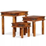 Nesting Table Set 3 Pieces Solid Sheesham Wood Brown 1