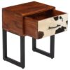 Nightstand Solid Sheesham Wood and Real Leather 40x30x50 cm