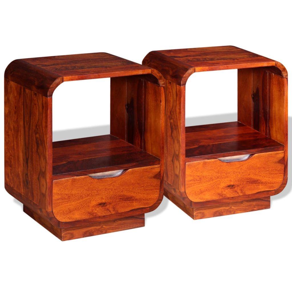 Nightstand with Drawer 2 pcs Solid Sheesham Wood 40x30x50 cm