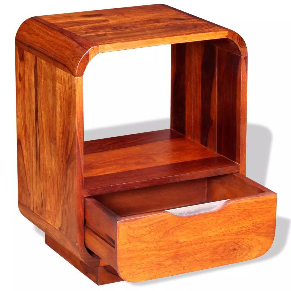 Nightstand with Drawer 2 pcs Solid Sheesham Wood 40x30x50 cm