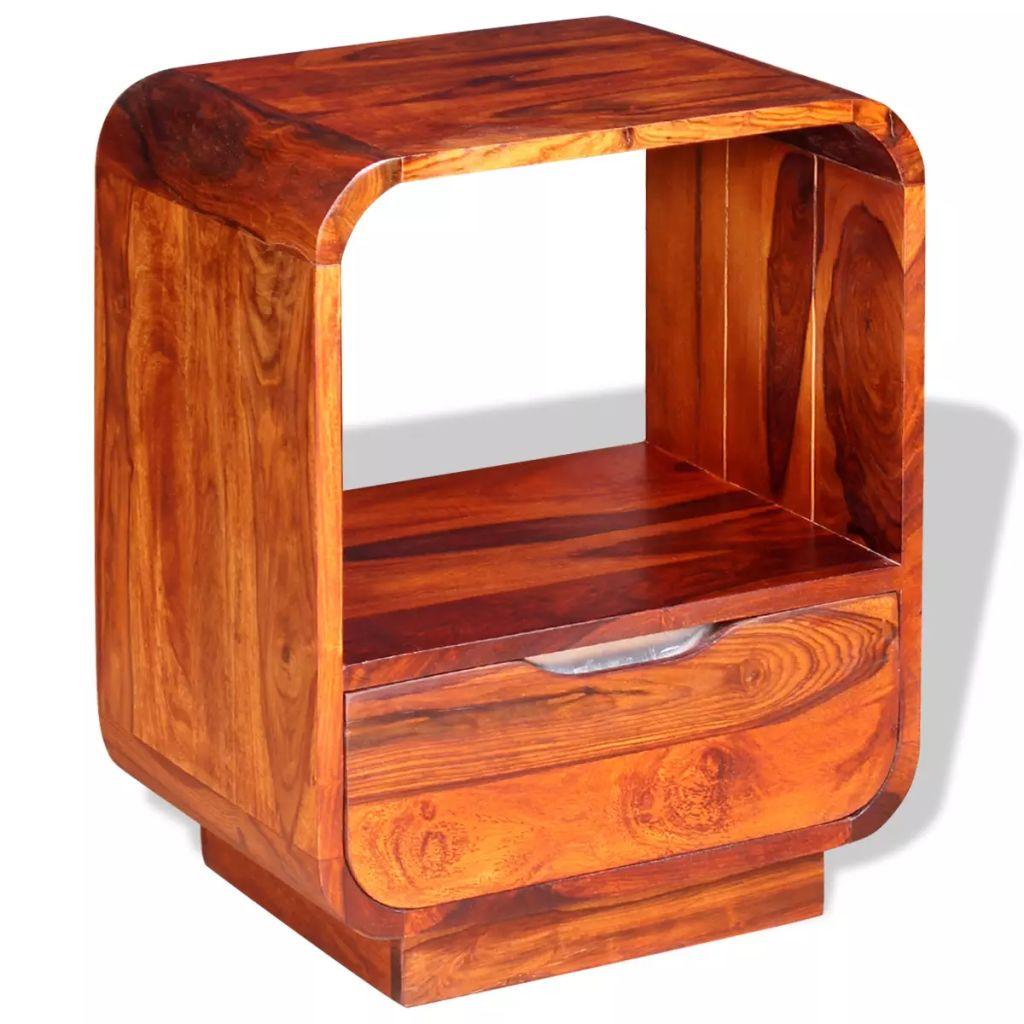 Nightstand with Drawer Solid Sheesham Wood 40x30x50 cm