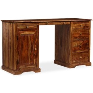 Pedestal Writing Desk Solid Sheesham Wood 140x50x76 cm