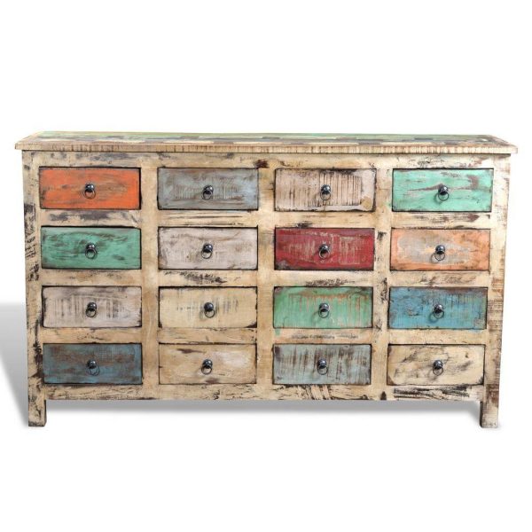 Reclaimed Cabinet Solid Wood Multicolour with 16 Drawers