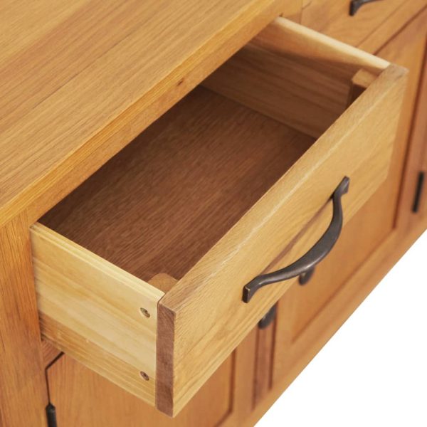 Sideboard 112X33.5X70 Cm Solid Oak Wood