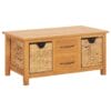 Sideboard 88x53x43 cm Solid Oak Wood and Water Hyacinth