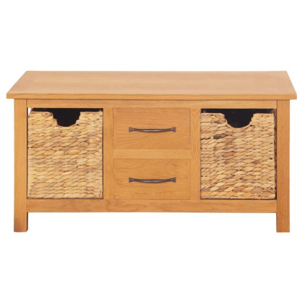 Sideboard 88X53X43 Cm Solid Oak Wood And Water Hyacinth